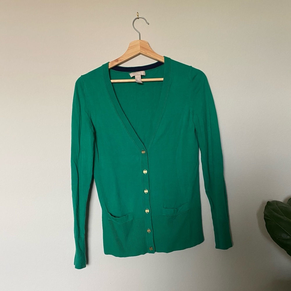 Banana Republic | Green Cardigan with gold buttons